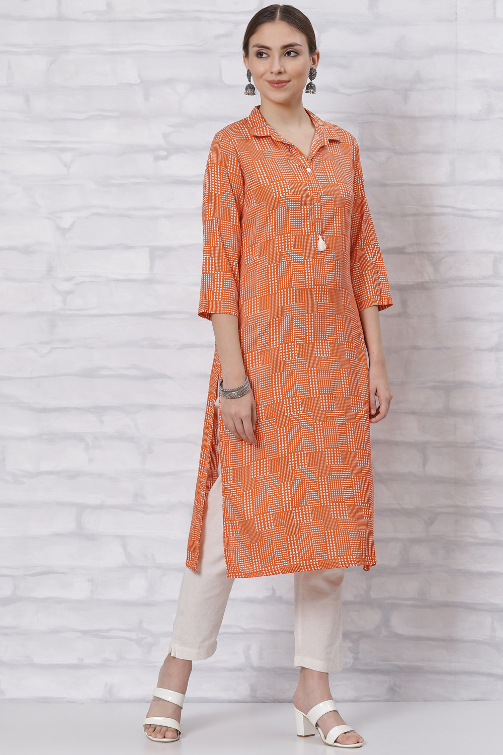 Red Straight Printed Kurta image number 3